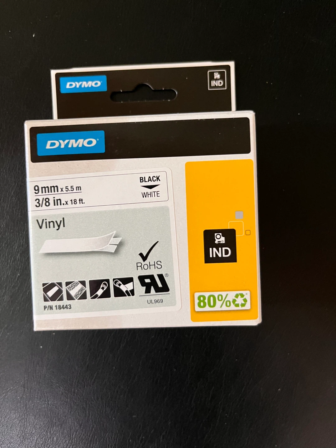NEW Dymo Rhino 18443 Vinyl Labels 9mm x 5.5m (3/8 in x 18 ft) - photo 3