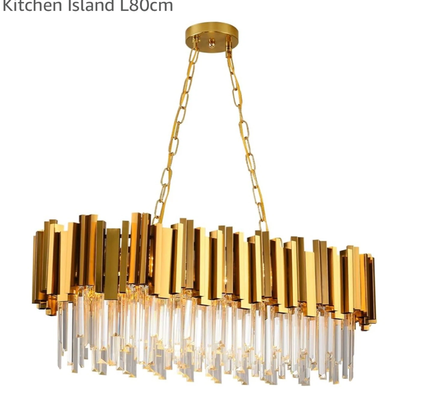 Gold Crystal Chandelier Kitchen Island Light L80cm - photo 2