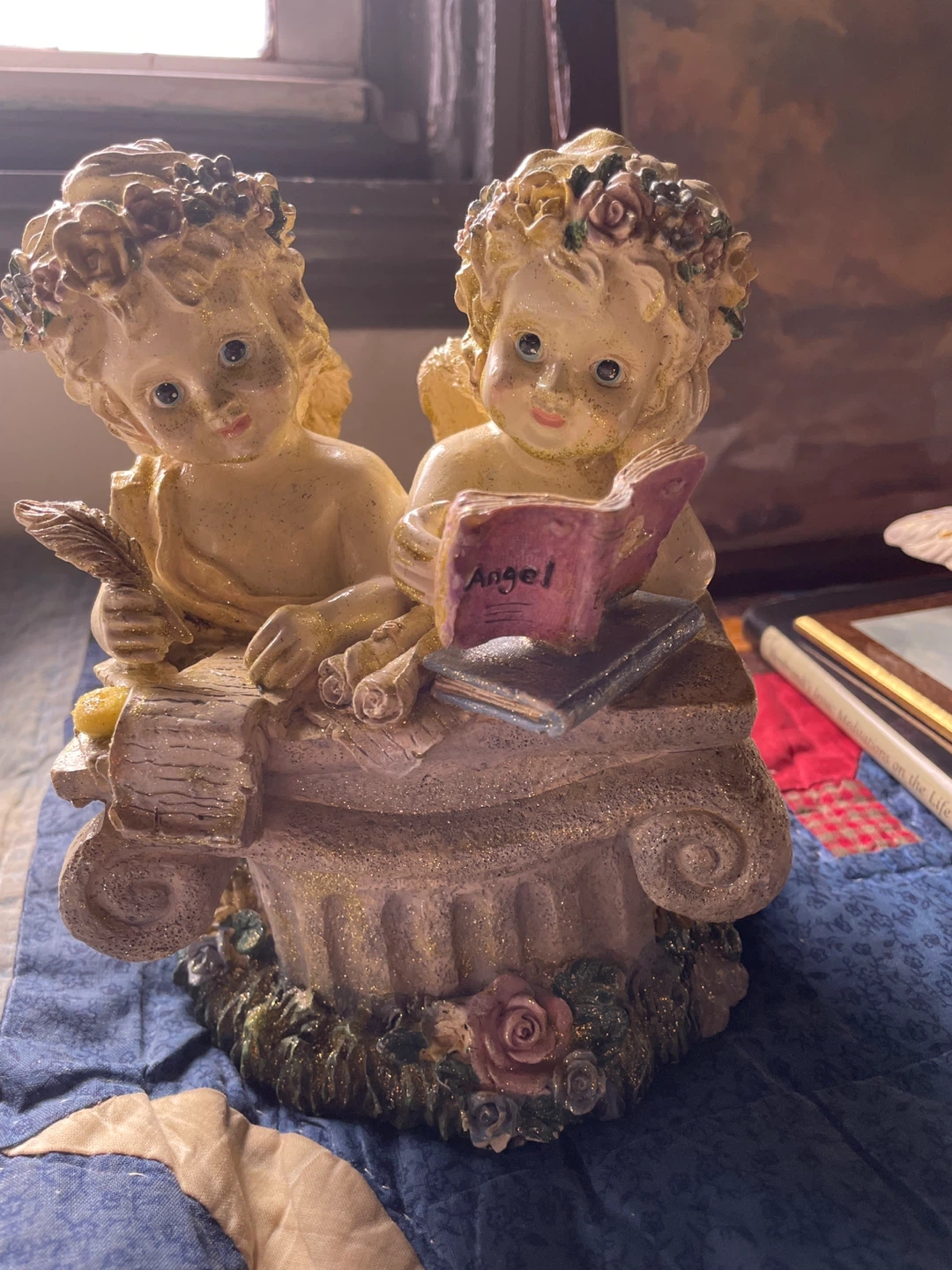 Musical Cherub Angel Figurine with Book and Feather - photo 2
