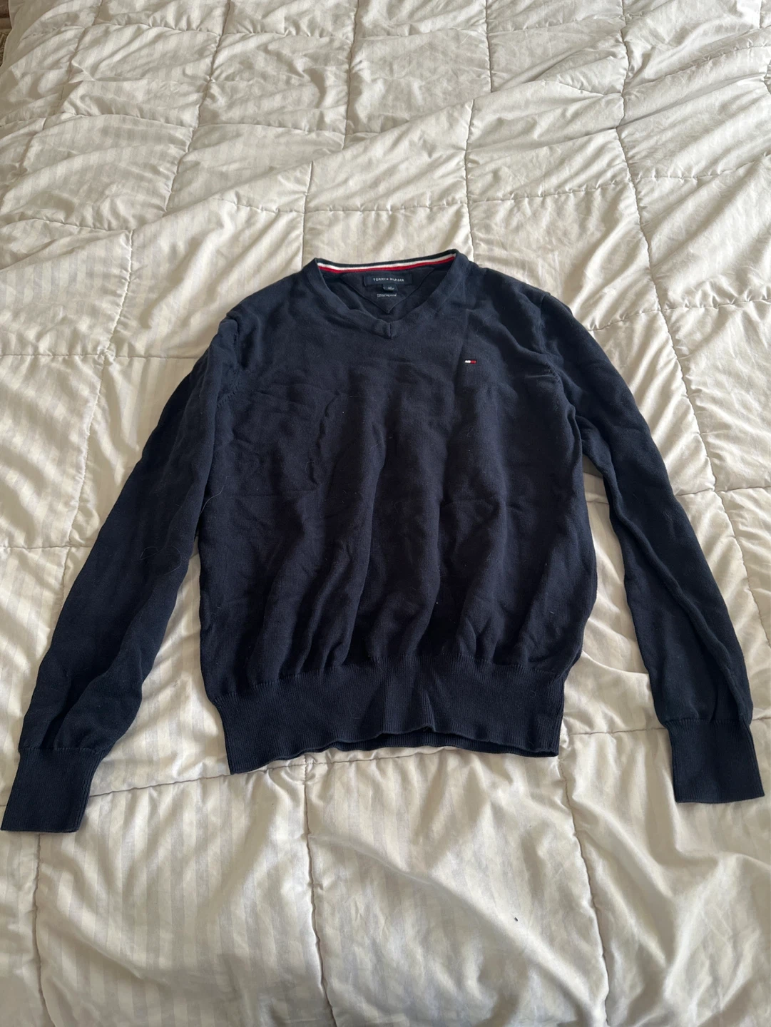 Tommy Hilfiger V-Neck Sweater - Navy Blue - Size S/P