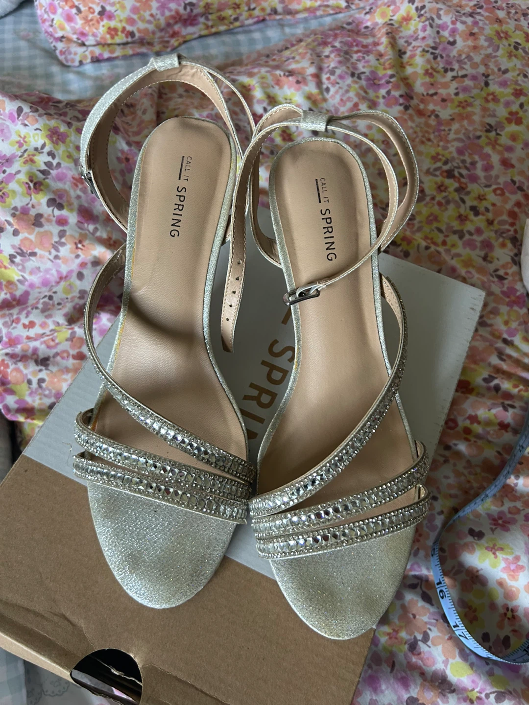 Women's Silver Embellished Heeled Sandals Size 9 women’s - photo 2