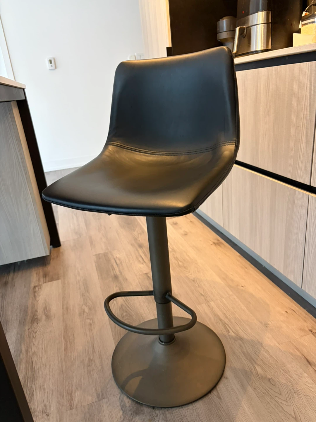 Black Adjustable Swivel Bar Stool - photo 2