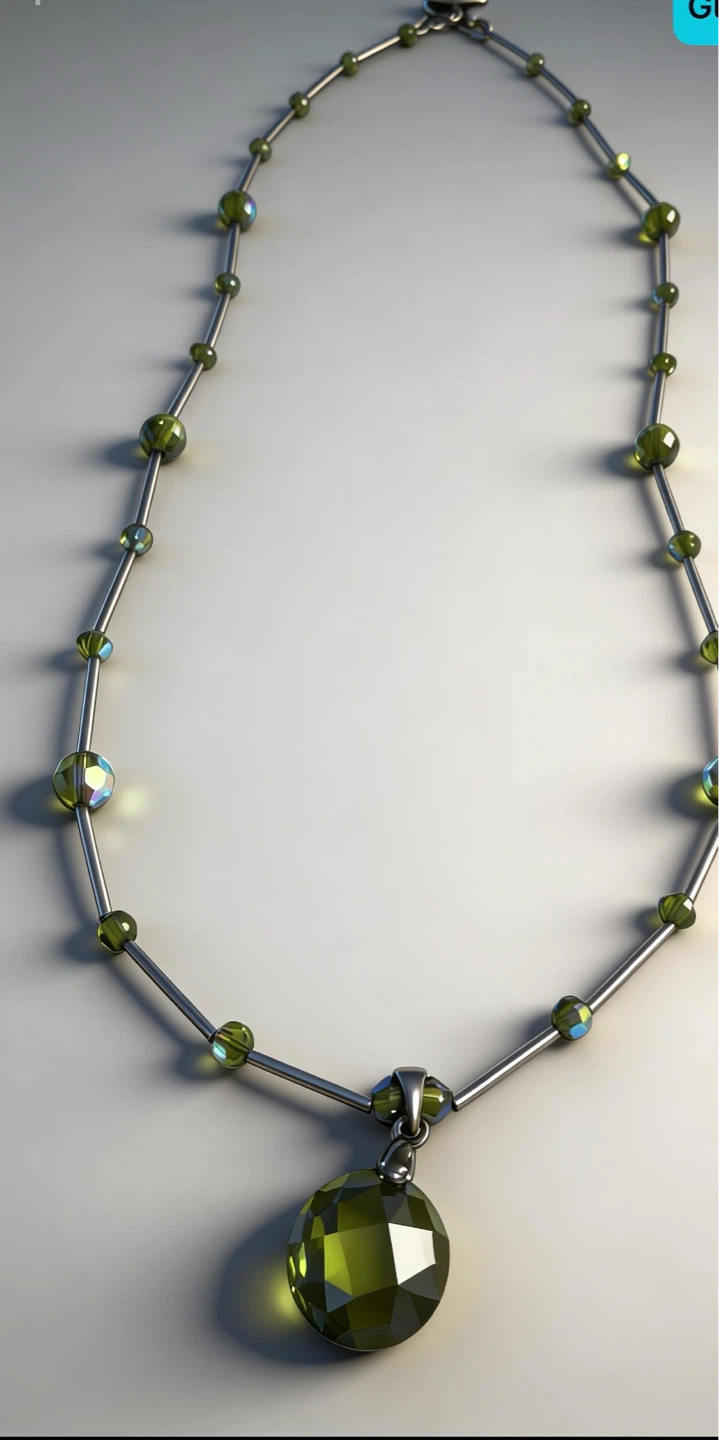 Green Beaded Necklace with Large Pendant - photo 2