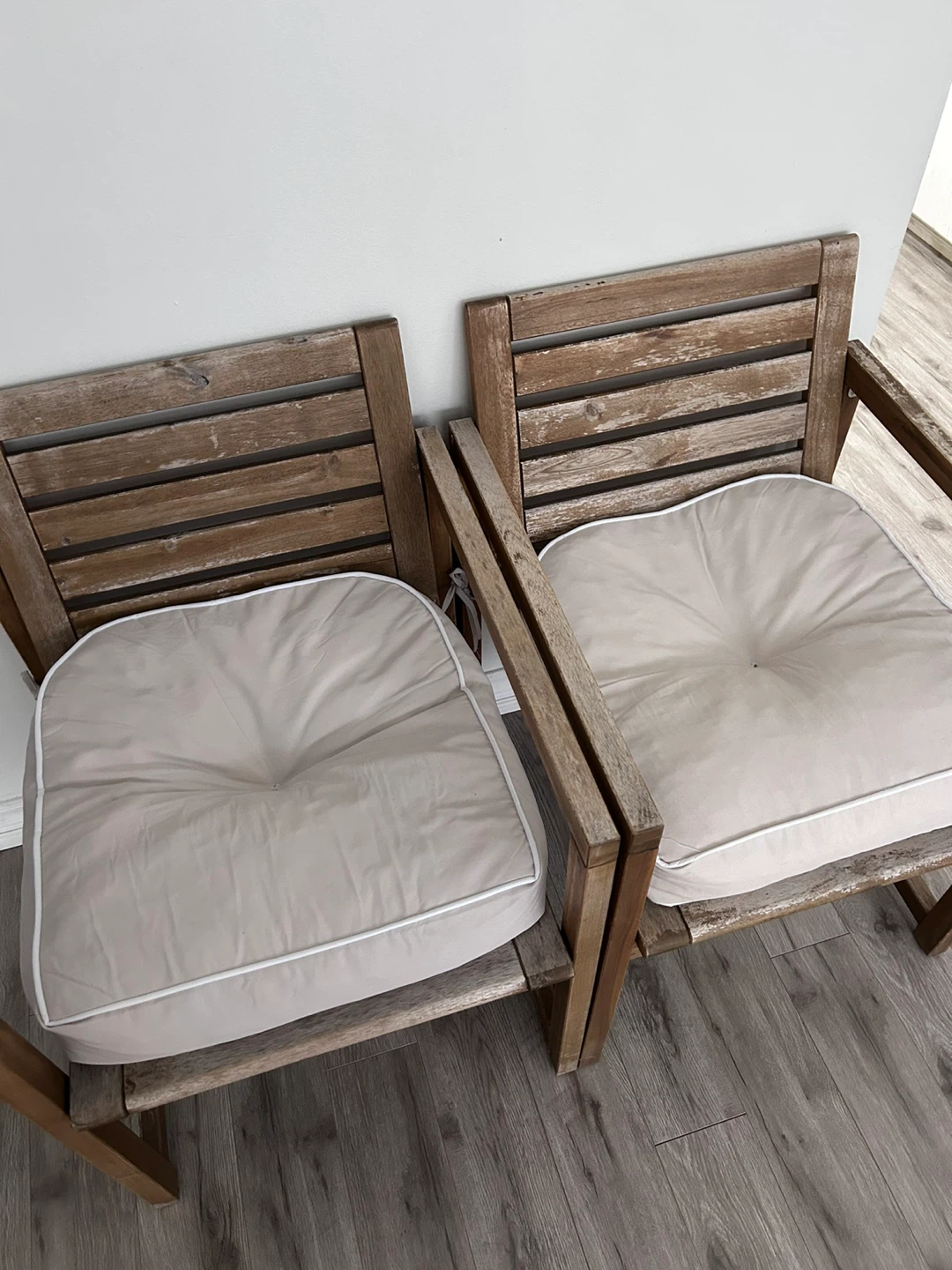 Set of 2 Wooden Patio Chairs with Cushions - photo 2