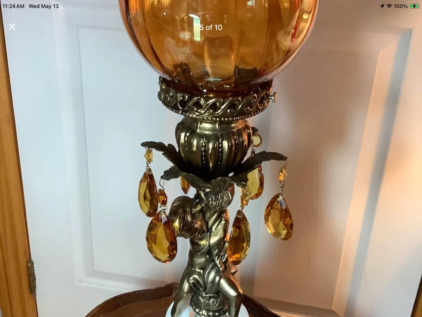 Hollywood Regency Style Brass & Marble Lamp 🐞 - photo 5