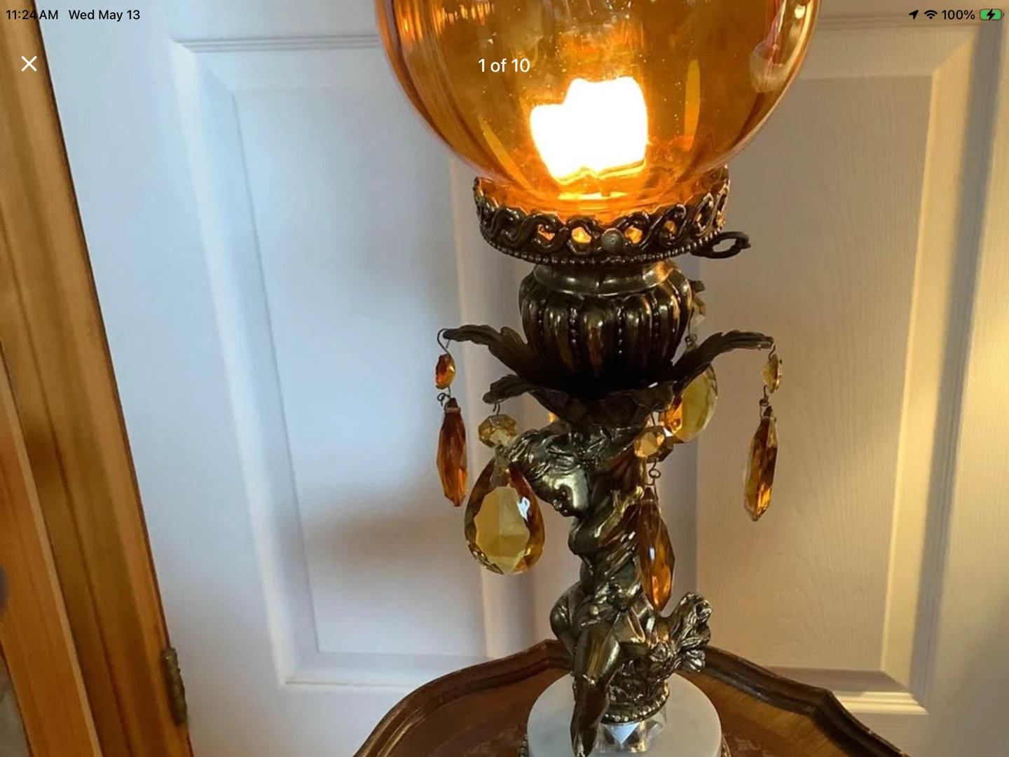 Hollywood Regency Style Brass & Marble Lamp 🐞
