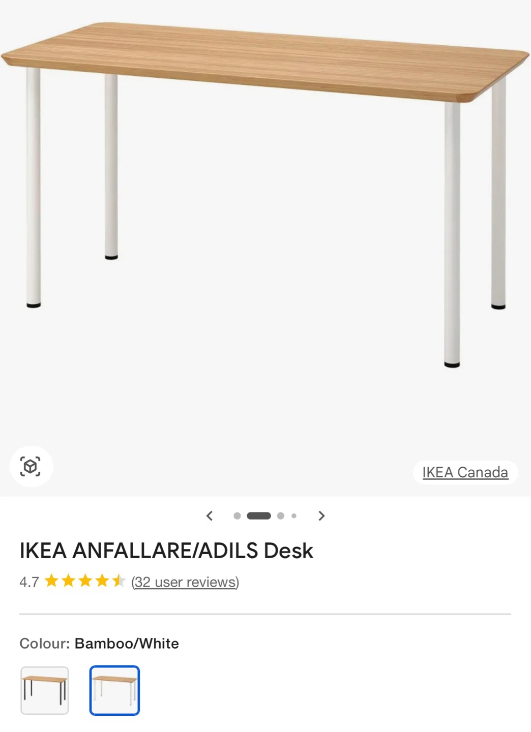 IKEA ANFALLARE/ADILS Desk - Bamboo/White
