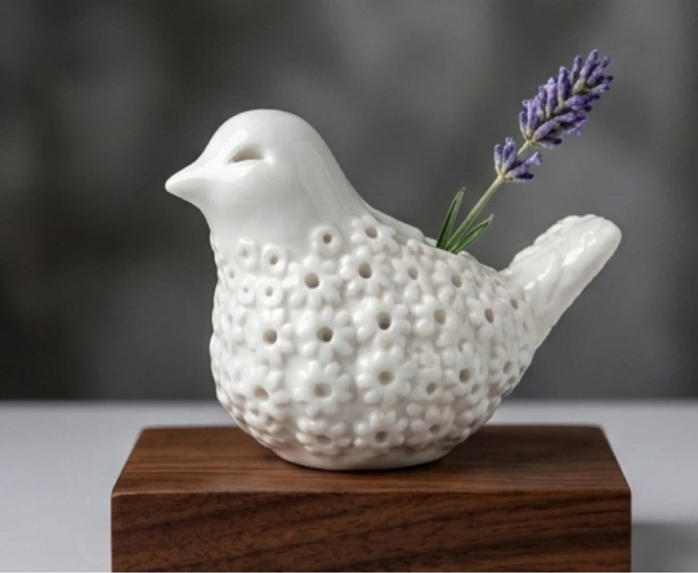 White Ceramic Bird Vase