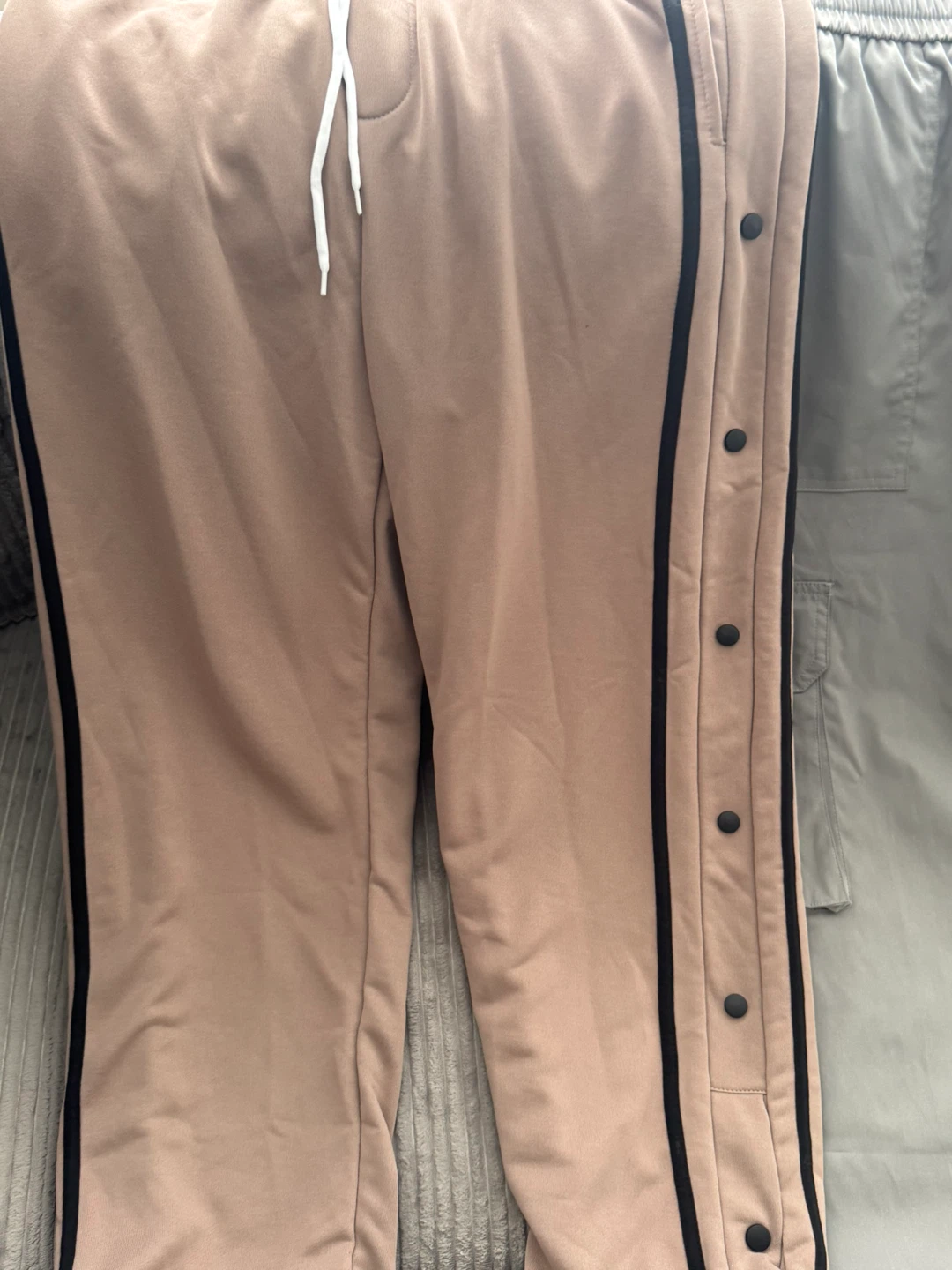 Tan Snap Button Track Pants