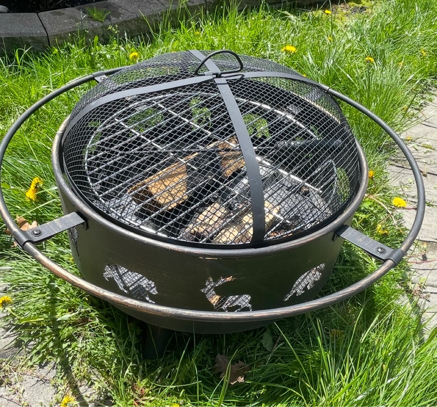 Black Steel Outdoor Fire Pit with winter cover - photo 3