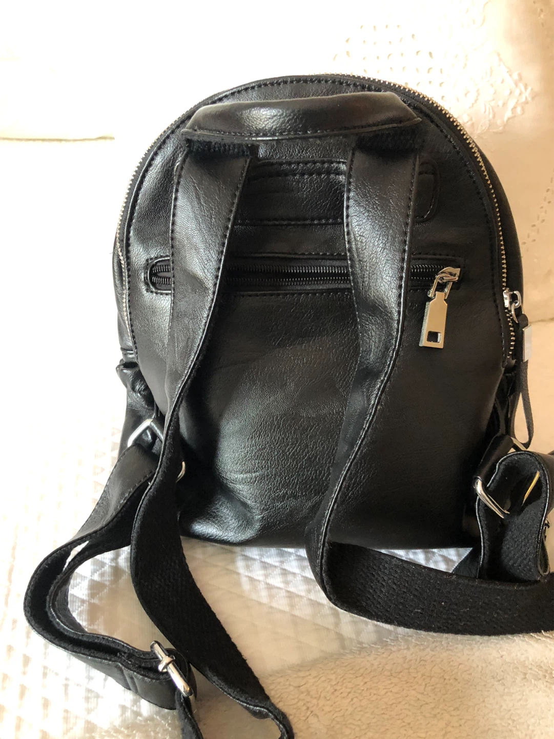 Black Faux Leather Mini Backpack - photo 2