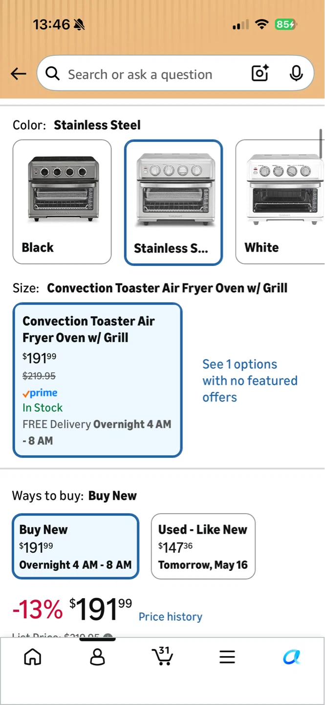MOVE OUT SALE!! UNUSED Cuisinart Air Fryer Toaster Oven - photo 2