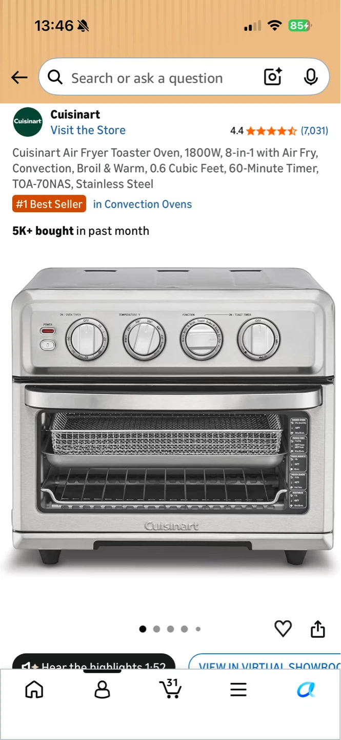 MOVE OUT SALE!! UNUSED Cuisinart Air Fryer Toaster Oven
