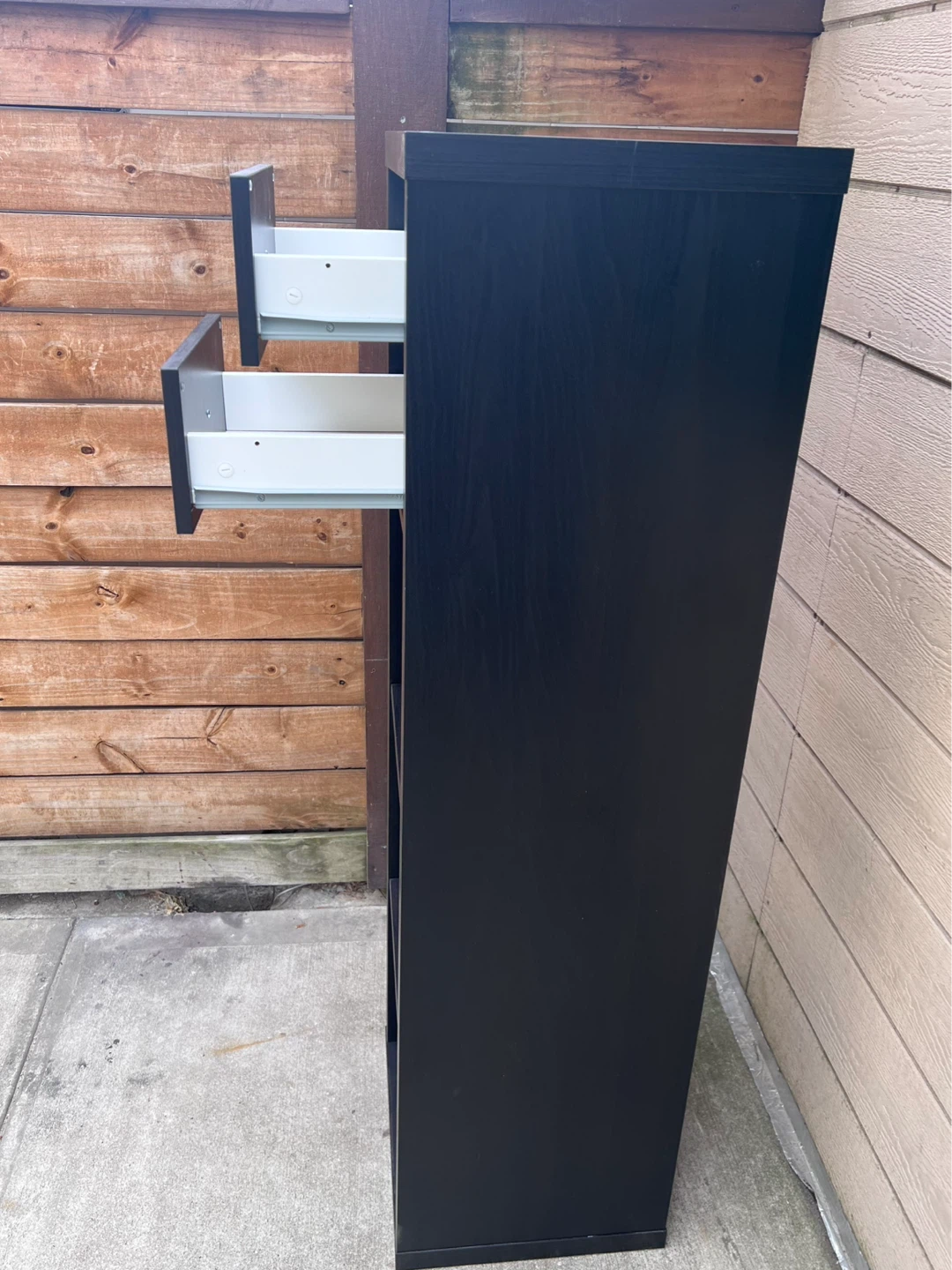 Delivery Black Narrow Storage Shelf with Two Drawers