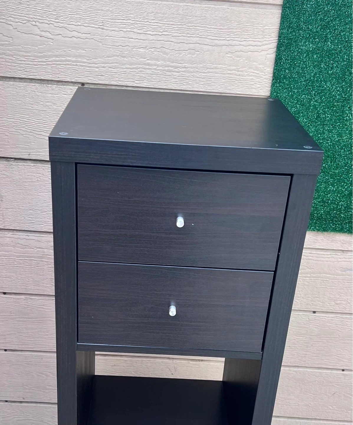 Delivery Black Narrow Storage Shelf with Two Drawers - photo 3