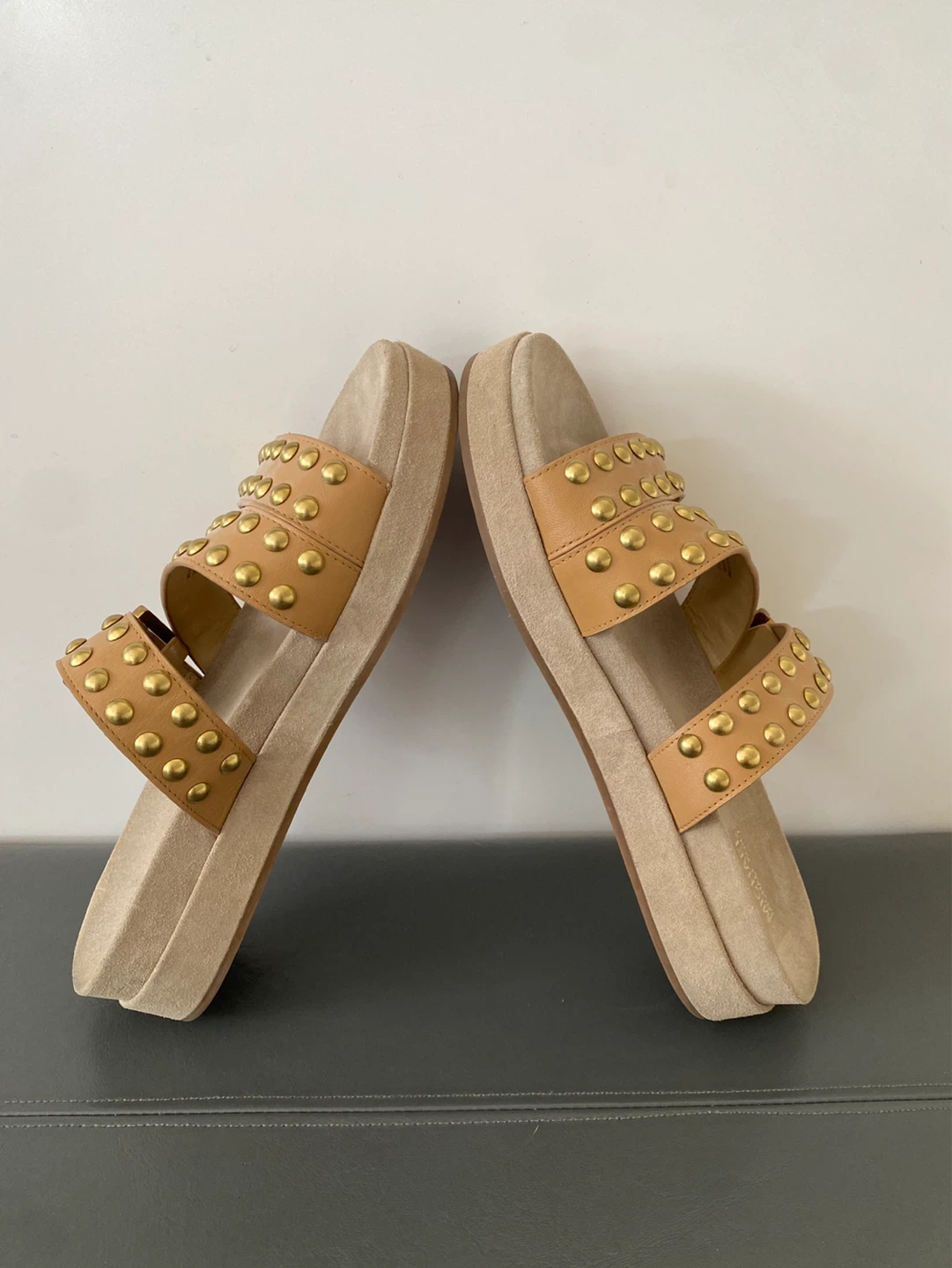 Michael Kors Studded Leather Slide Sandals Tan - photo 5