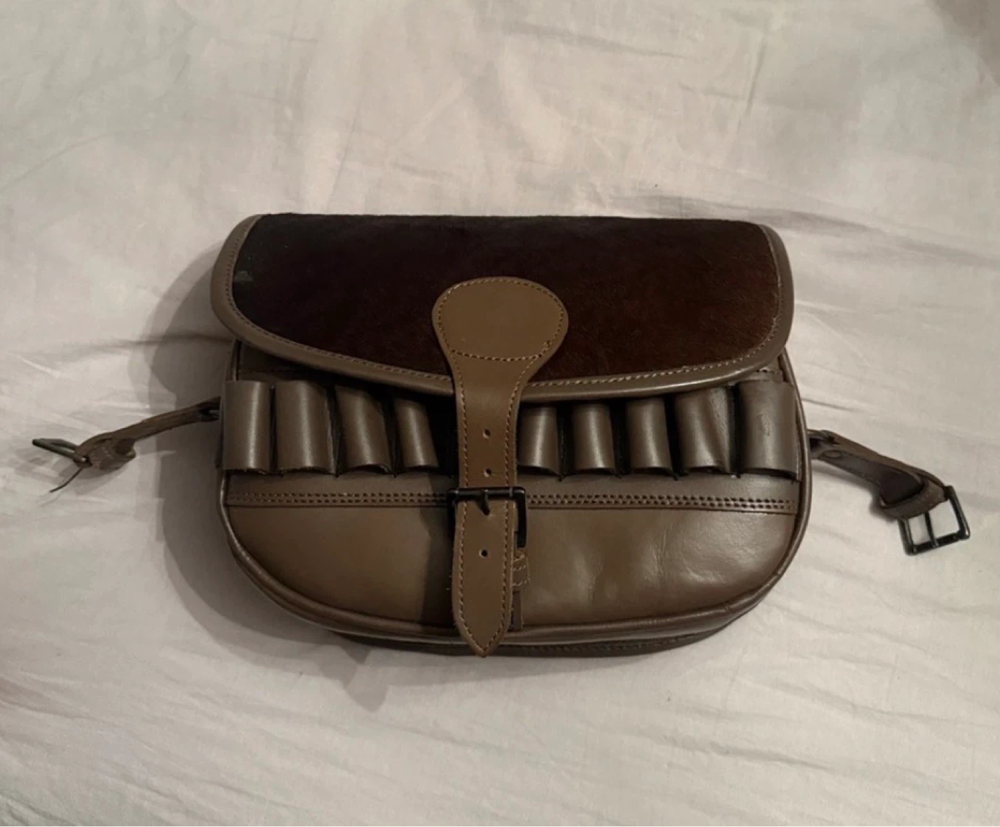 Brown Leather and Haircalf Ammunition Pouch Bag - photo 2
