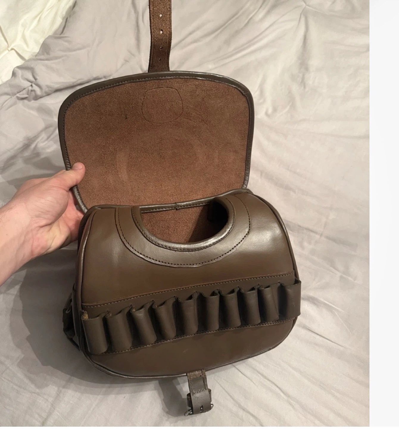 Brown Leather and Haircalf Ammunition Pouch Bag