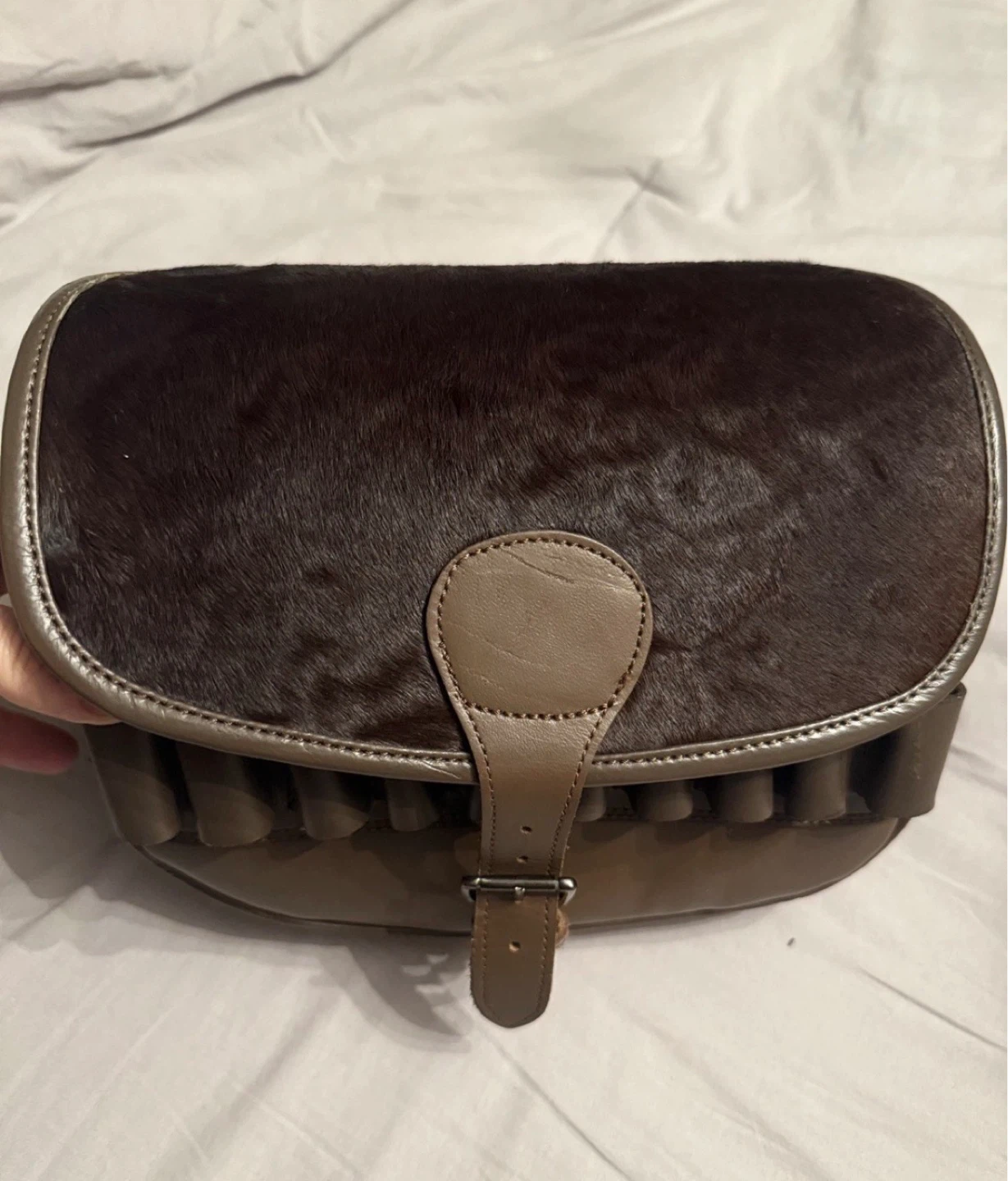 Brown Leather and Haircalf Ammunition Pouch Bag - photo 3