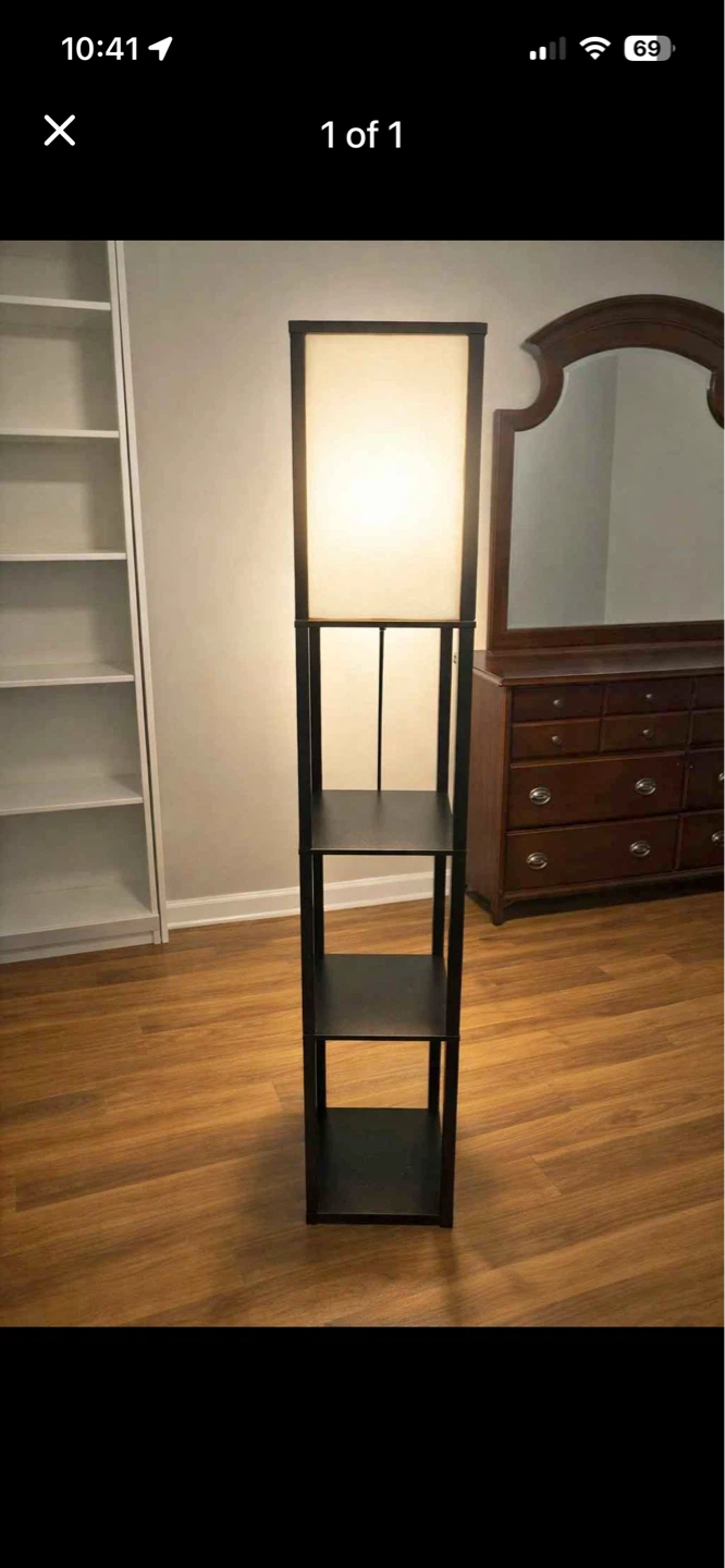 Black Floor Lamp with Shelves
