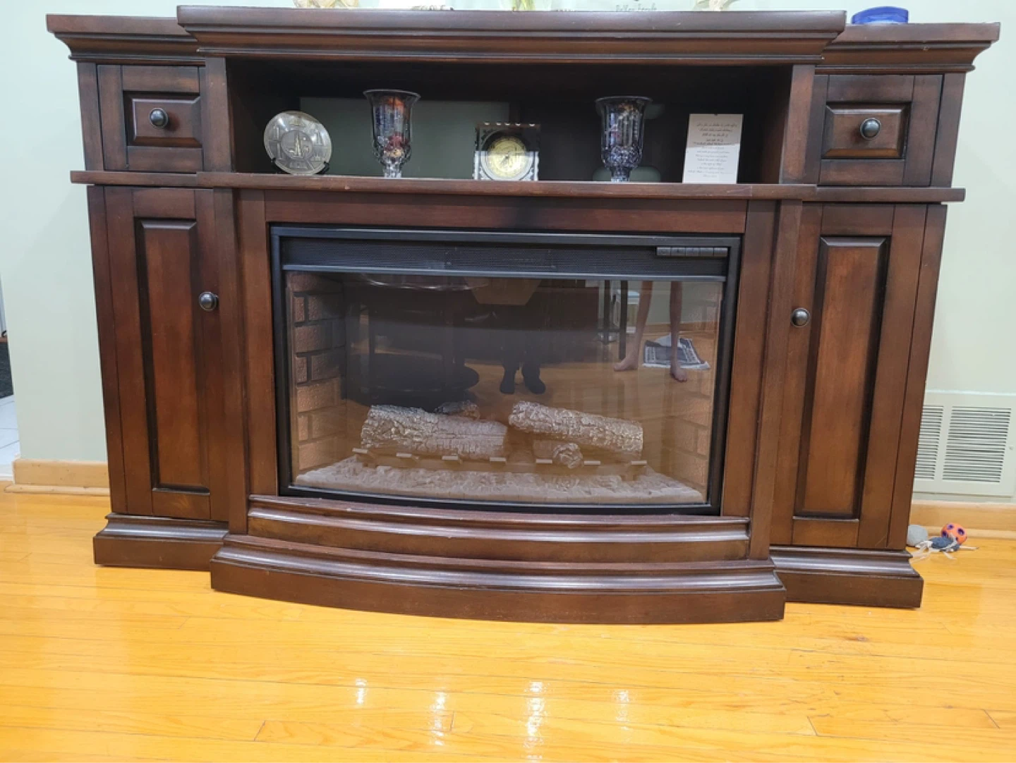 Dark Brown Electric Fireplace Entertainment Unit - photo 3