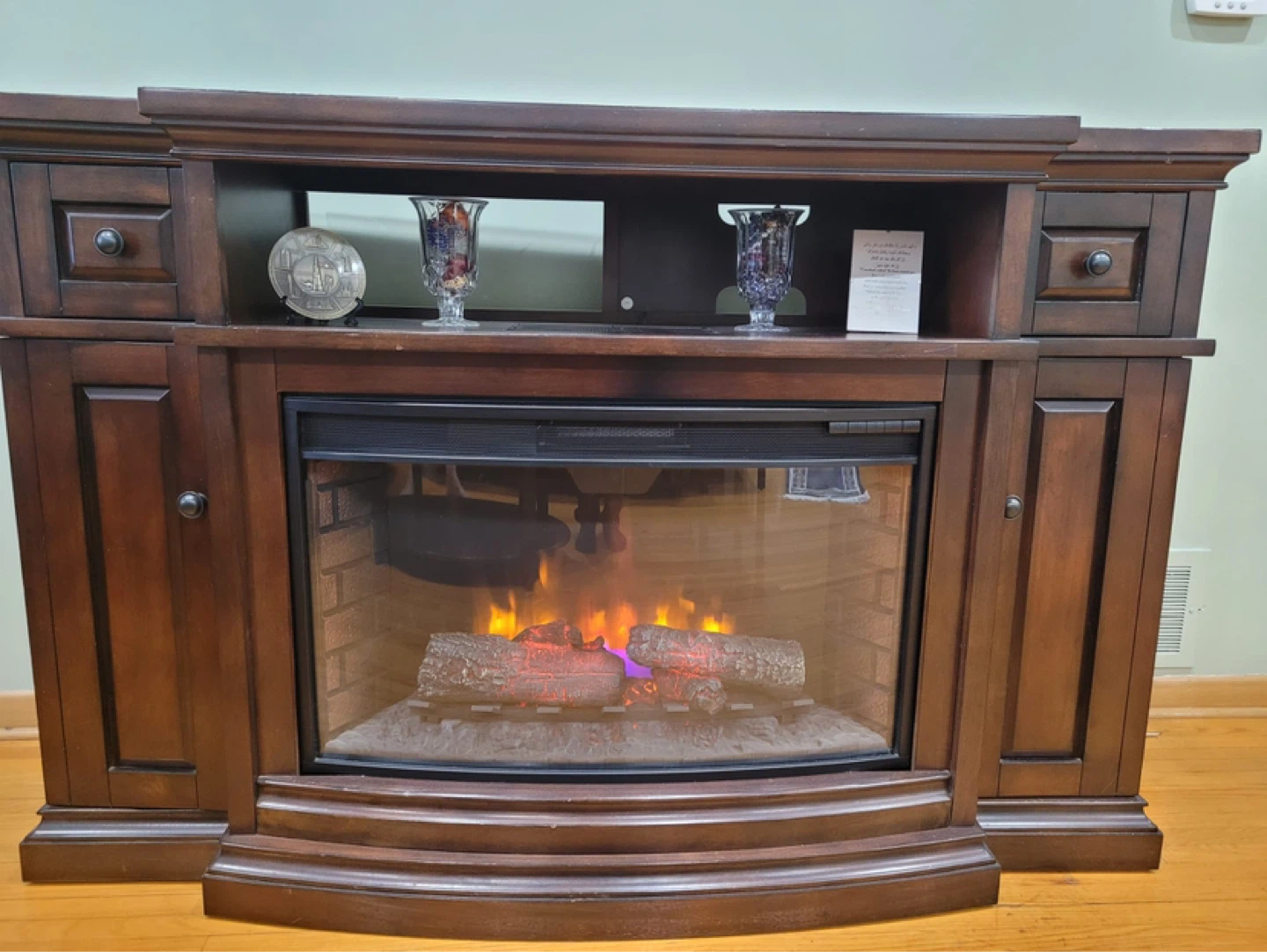 Dark Brown Electric Fireplace Entertainment Unit - photo 2