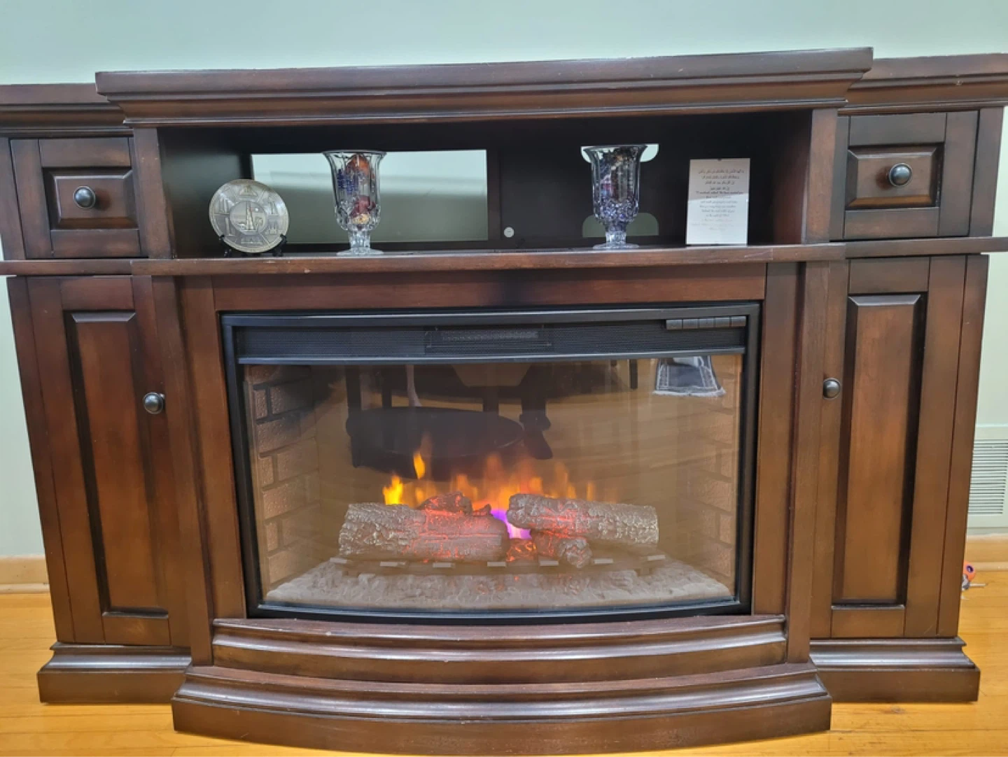 Dark Brown Electric Fireplace Entertainment Unit - photo 4