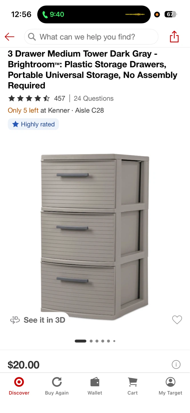 Brightroom 3 Drawer Medium Plastic Storage Drawers - photo 2