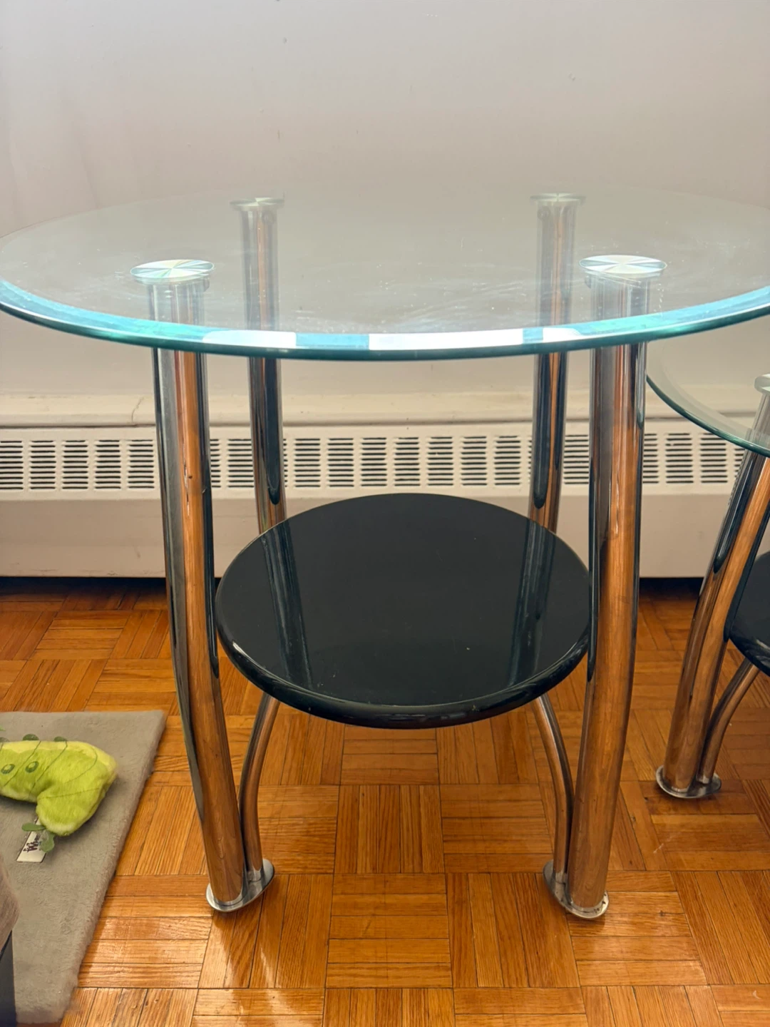 3 piece Glass and Chrome Oval Coffee Table set - photo 3