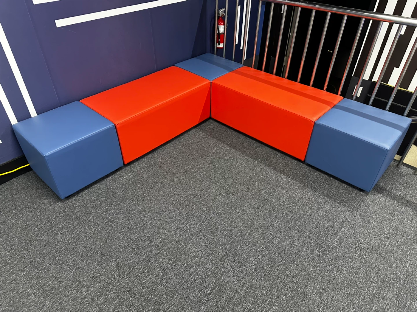 Modular Upholstered Bench Seats - Red and Blue