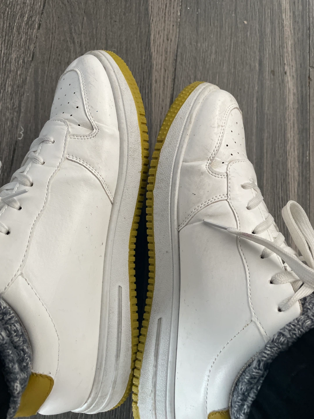 White Sneakers with Yellow Soles