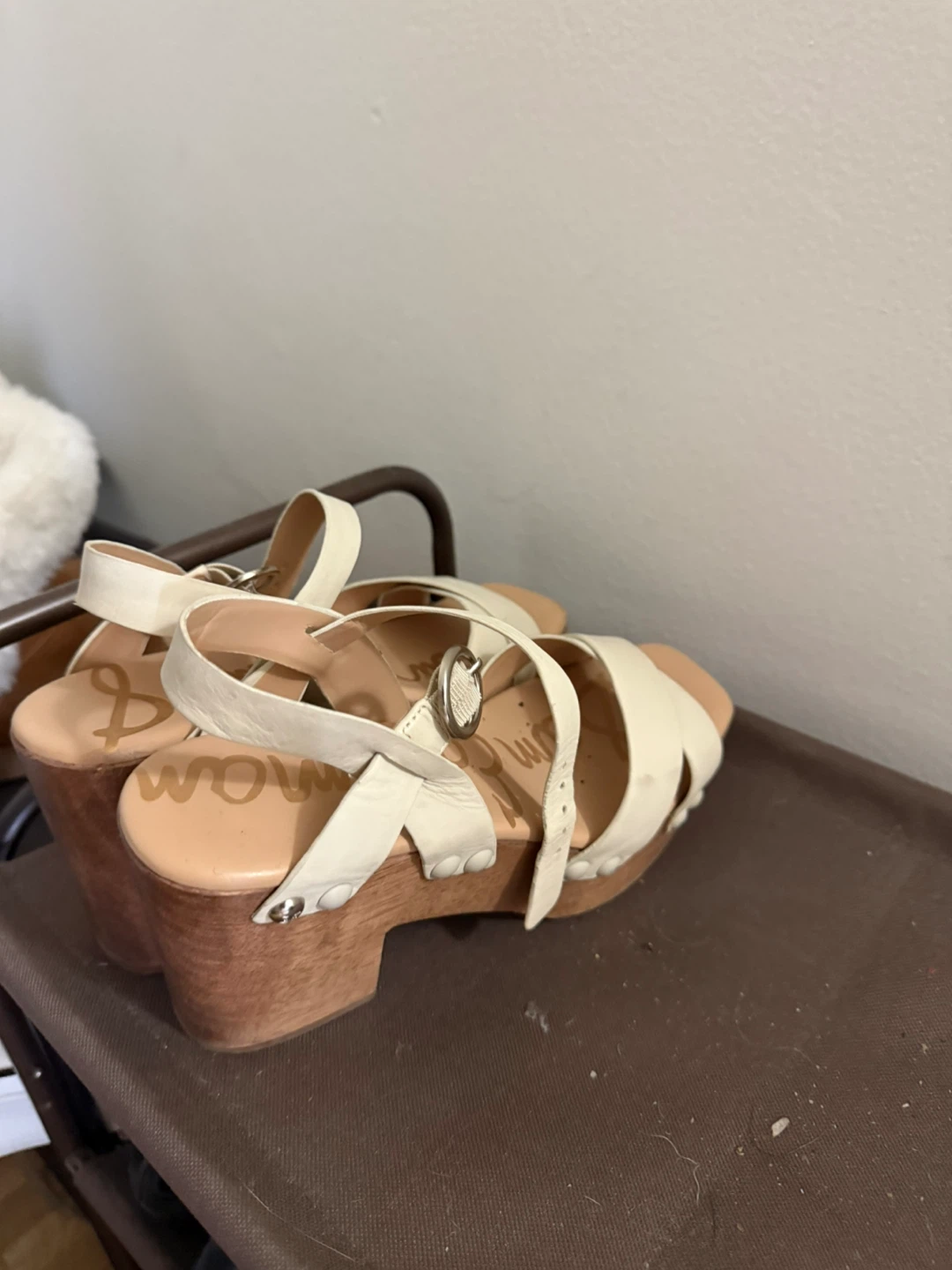 Sam Edelman Cream Platform Wedge Sandals