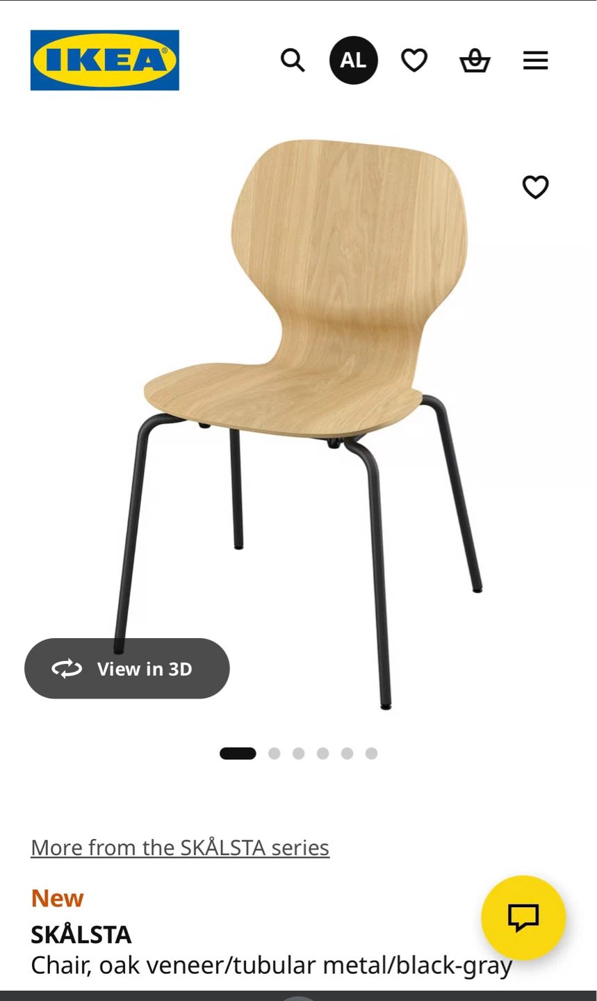IKEA SKÄLSTA Chair - Oak Veneer / Black-Gray