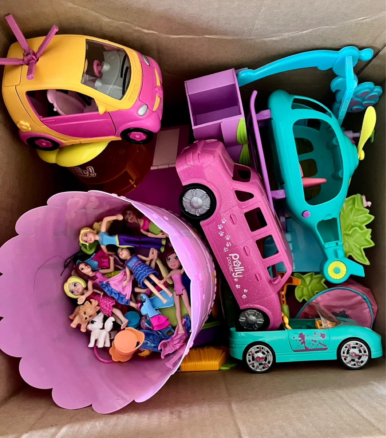 Polly Pocket Toy Bundle with Cars and Dolls