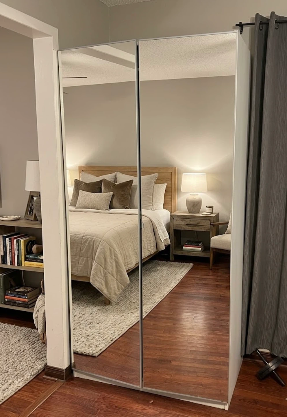 White Wardrobe with Mirrored Doors