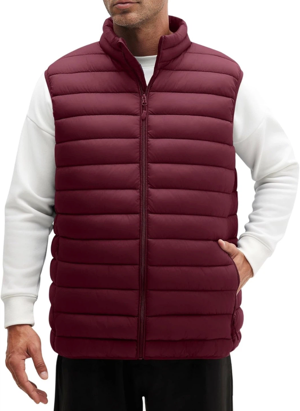 Packable Puffer Vest - Burgundy（large）