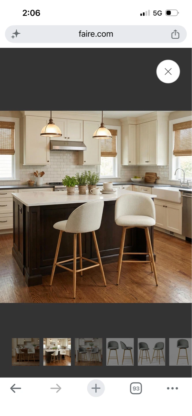New Set of 2 Cream Upholstered Counter Stools $60 Each - photo 3