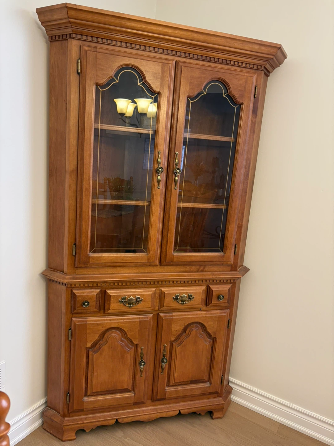 Wooden Dining Table with 8 Chairs and Hutch - photo 2