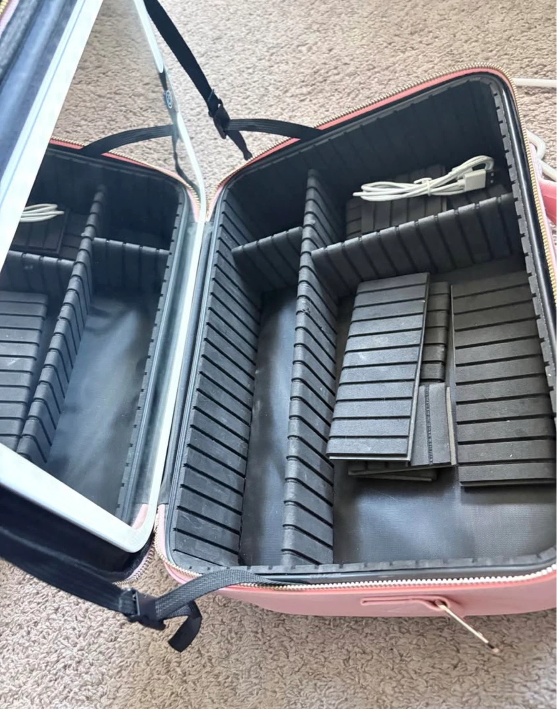 Pink Makeup Train Case with Mirror - photo 2