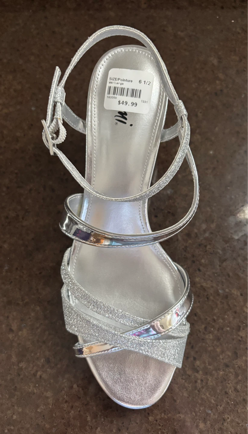 Silver Glitter Heels Size 6.5 - photo 3