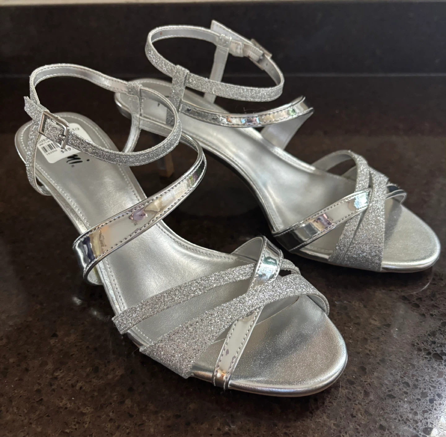 Silver Glitter Heels Size 6.5