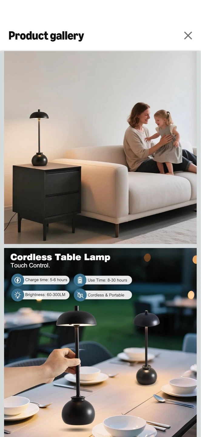 Cordless Table Lamp - Black - photo 2