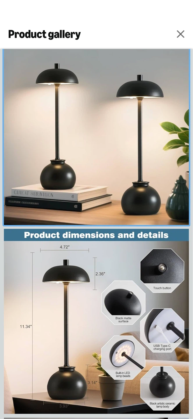 Cordless Table Lamp - Black