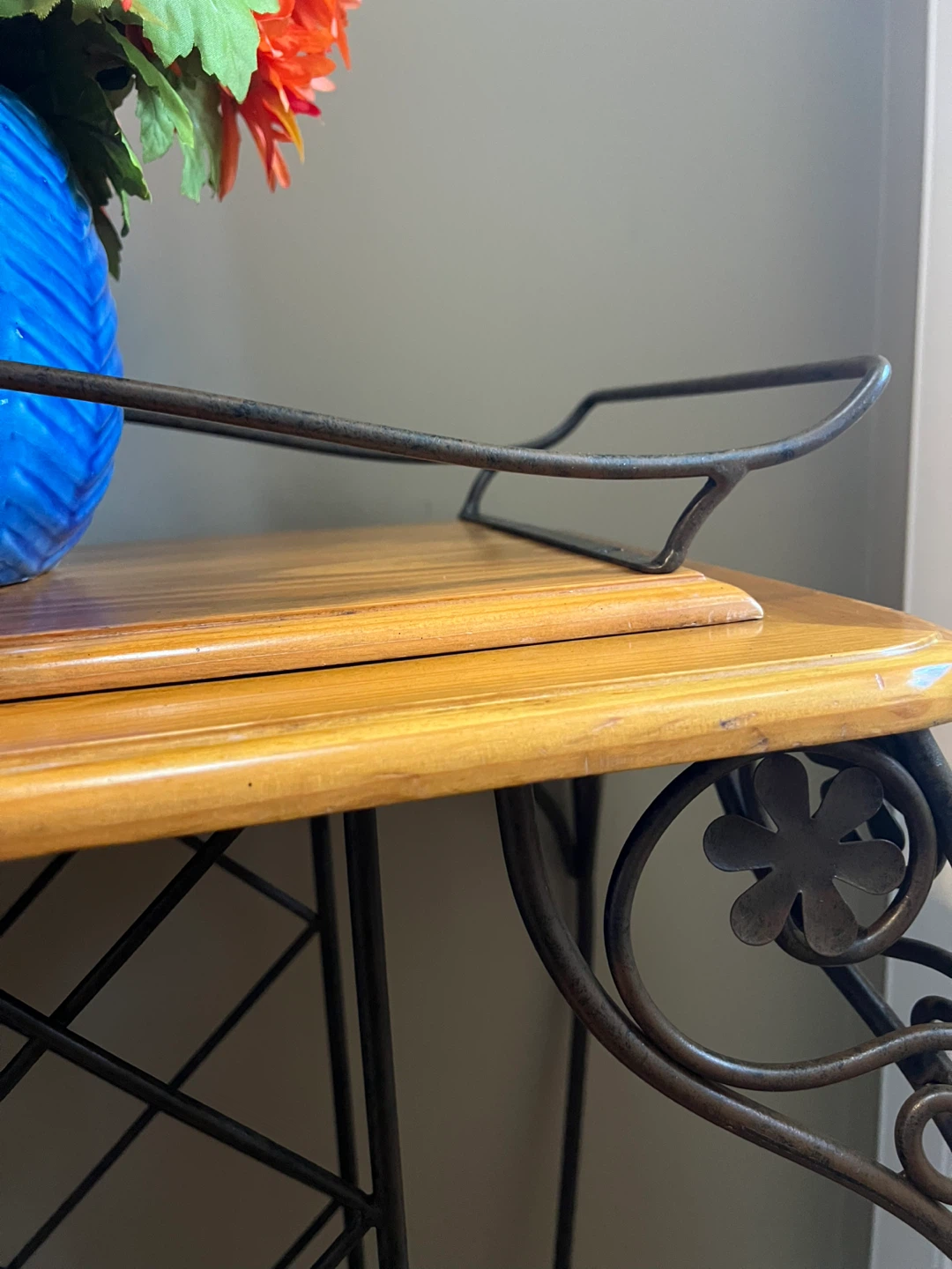 Wrought Iron and Wood Console Table - photo 4