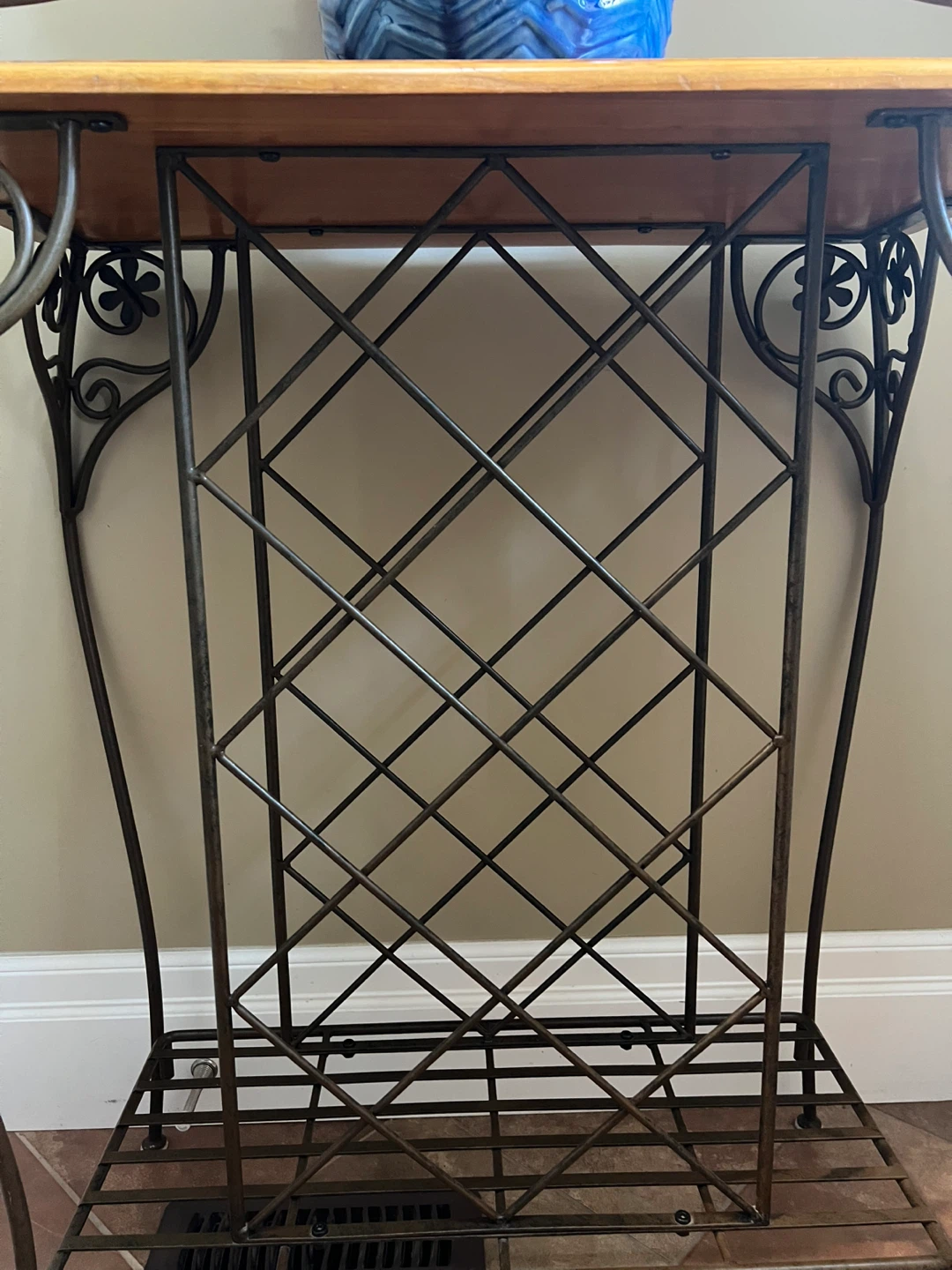 Wrought Iron and Wood Console Table - photo 3
