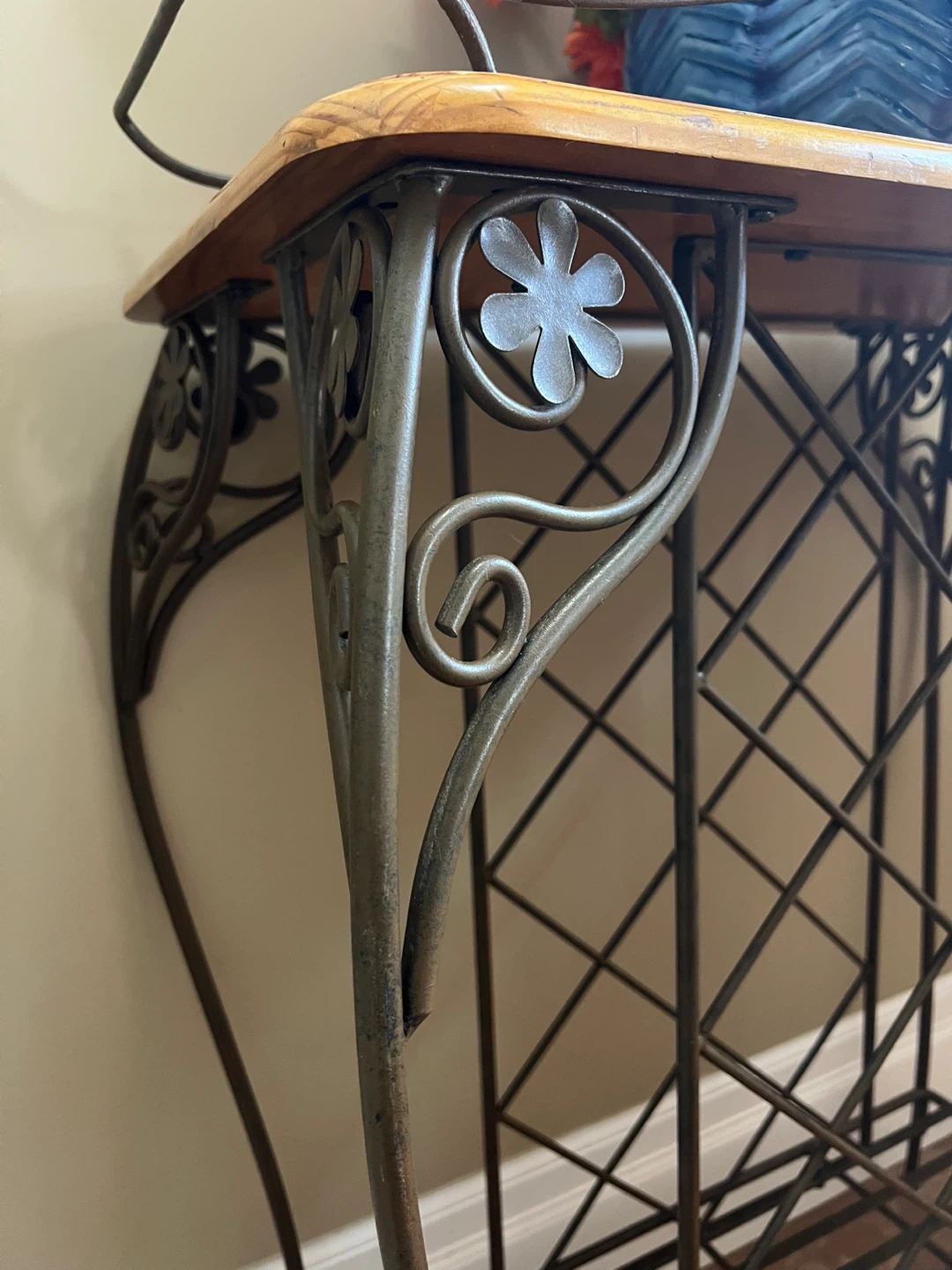 Wrought Iron and Wood Console Table - photo 2