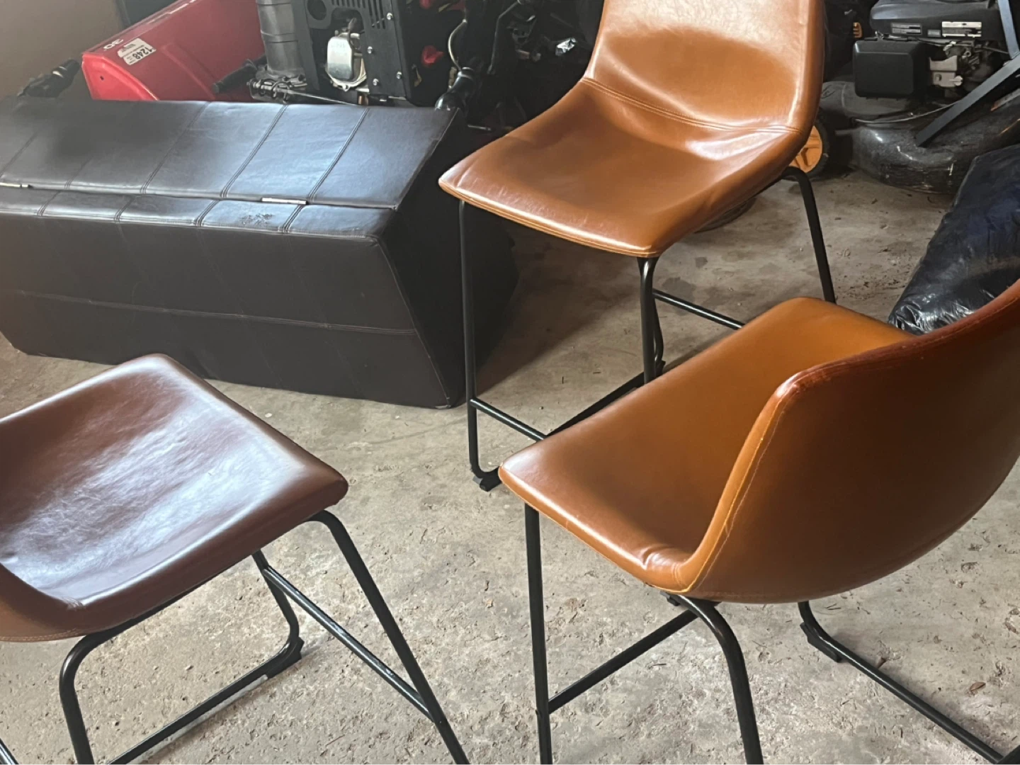 Set of 3 Brown Faux Leather Bar Stools - photo 2
