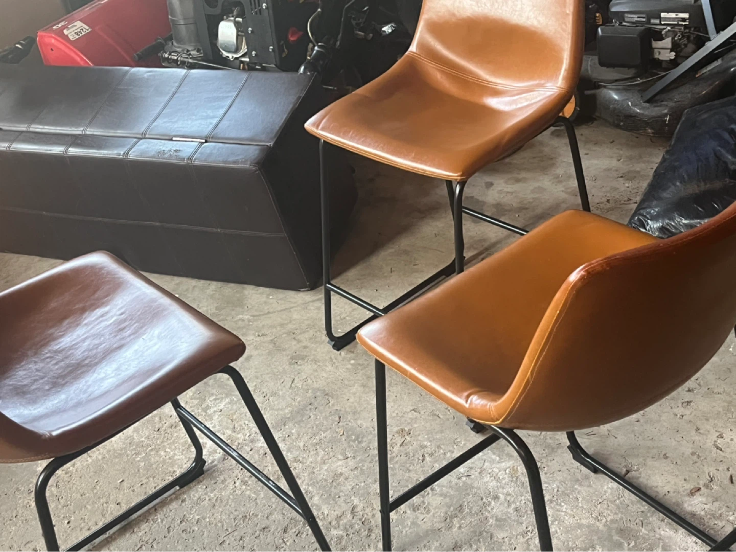 Set of 3 Brown Faux Leather Bar Stools - photo 3
