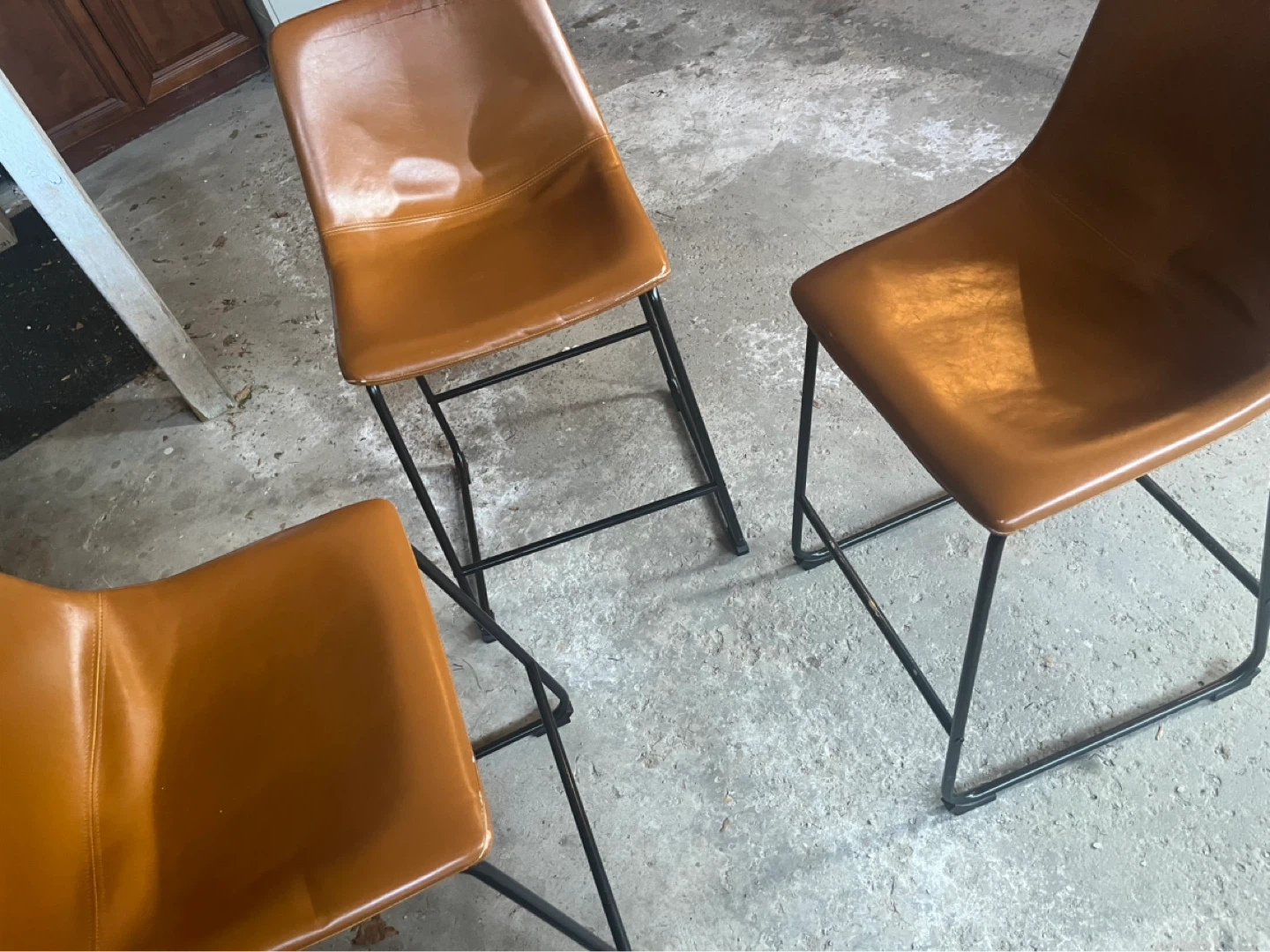 Set of 3 Brown Faux Leather Bar Stools - photo 5