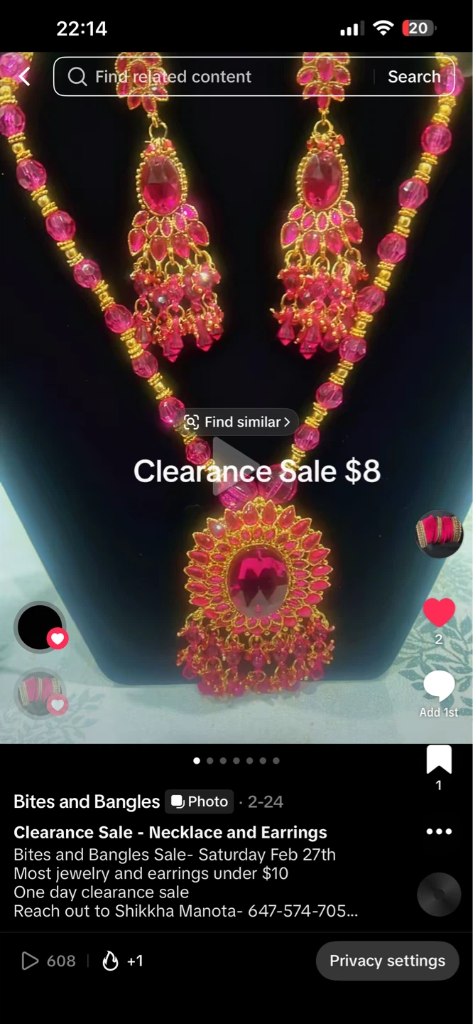 Pink Beaded Necklace and Earrings Set